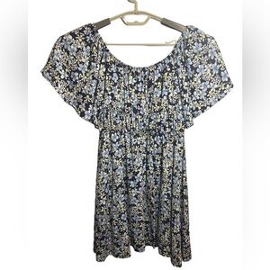 Altar’d State‎ short dress Size Small Ditzy floral pattern blue green white